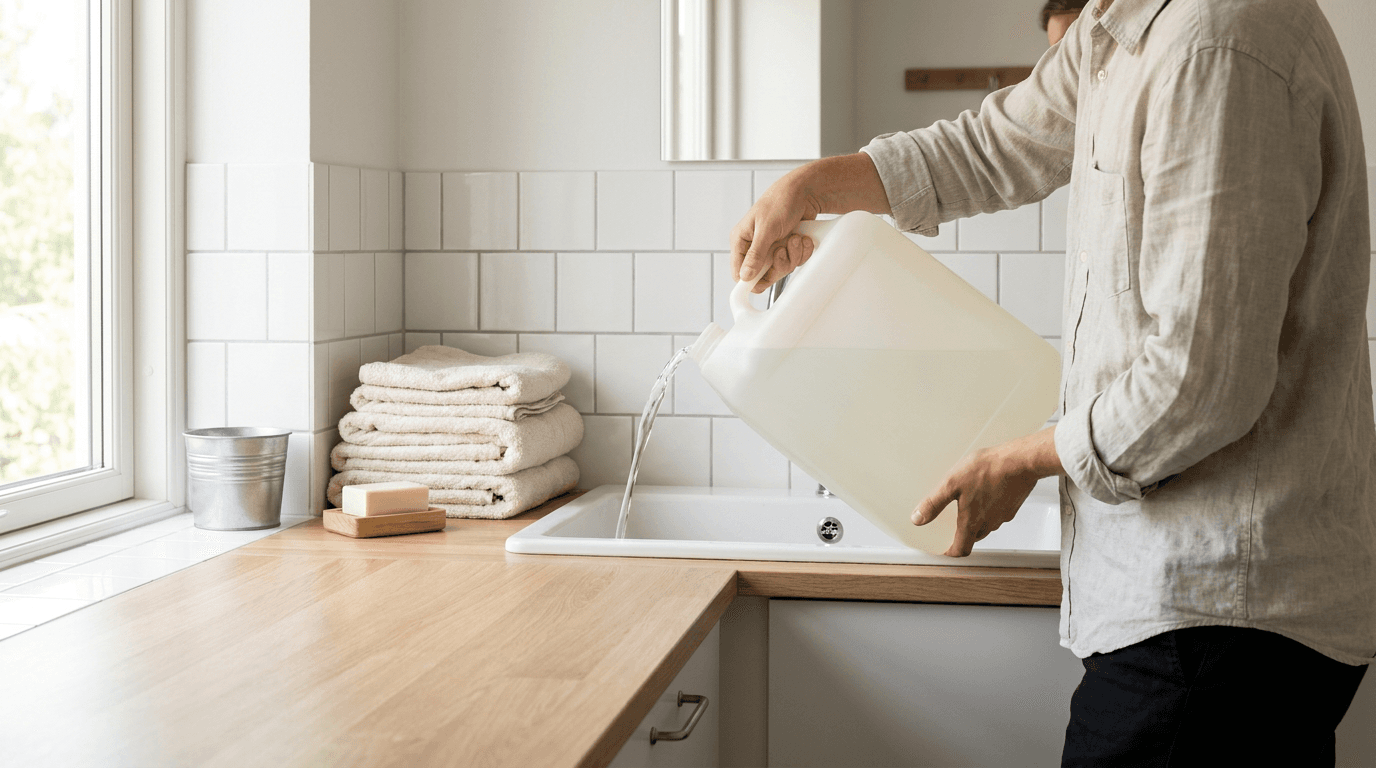 Praktisk illustrasjon av hygienevann som del av vannberedskap hjemme.