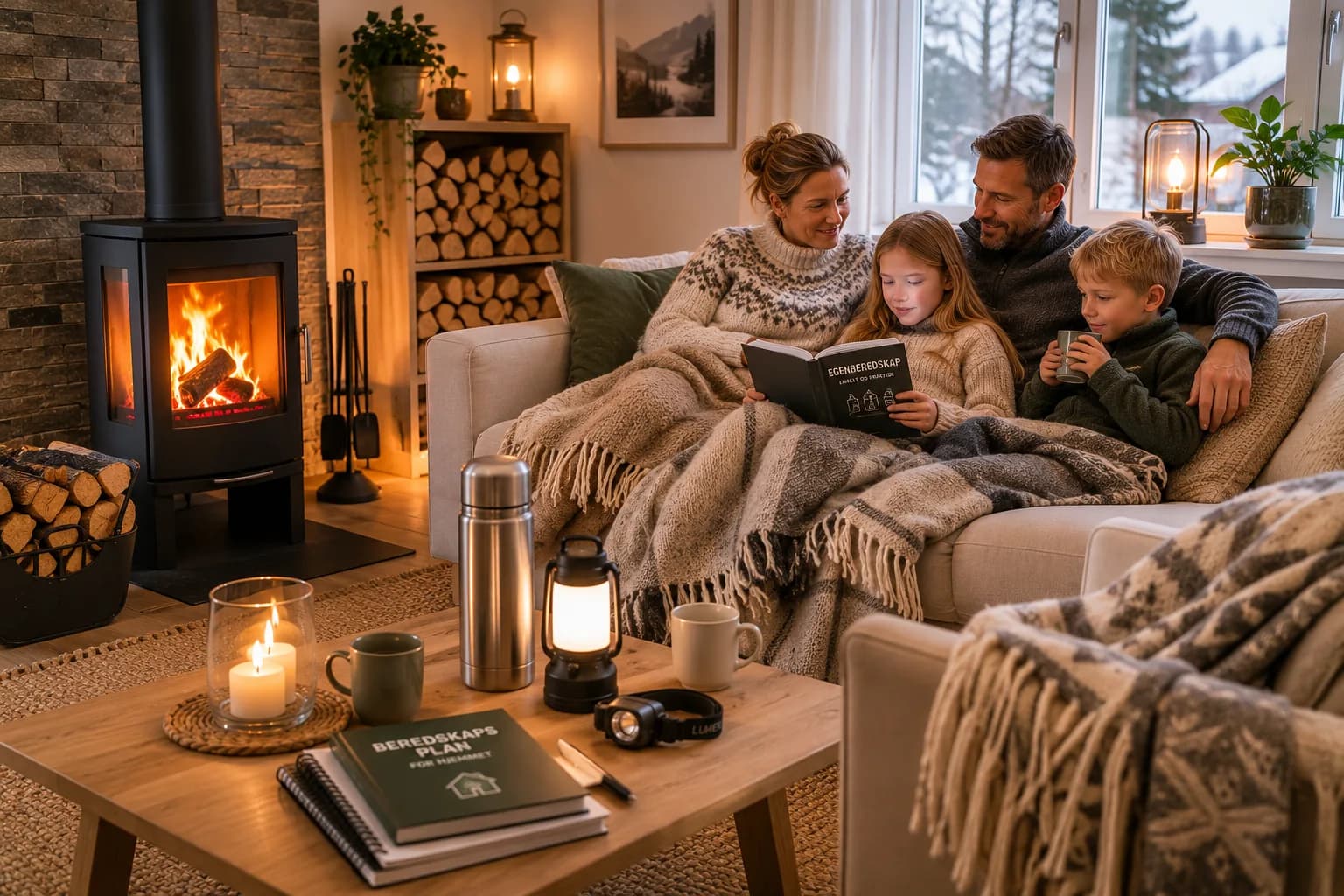 Praktisk illustrasjon av alternativ oppvarming som del av strøm, varme og lys hjemme.