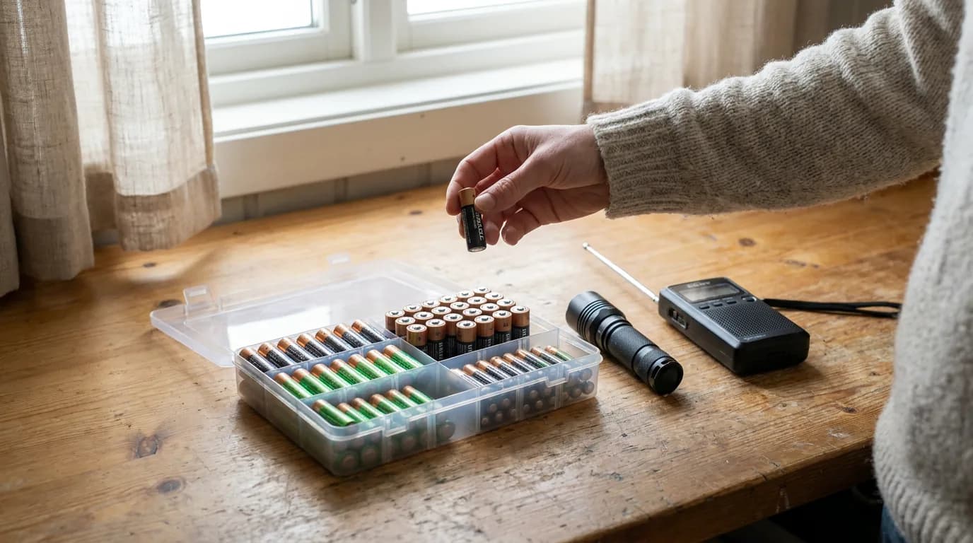 Praktisk illustrasjon av batteri som del av strøm, varme og lys hjemme.