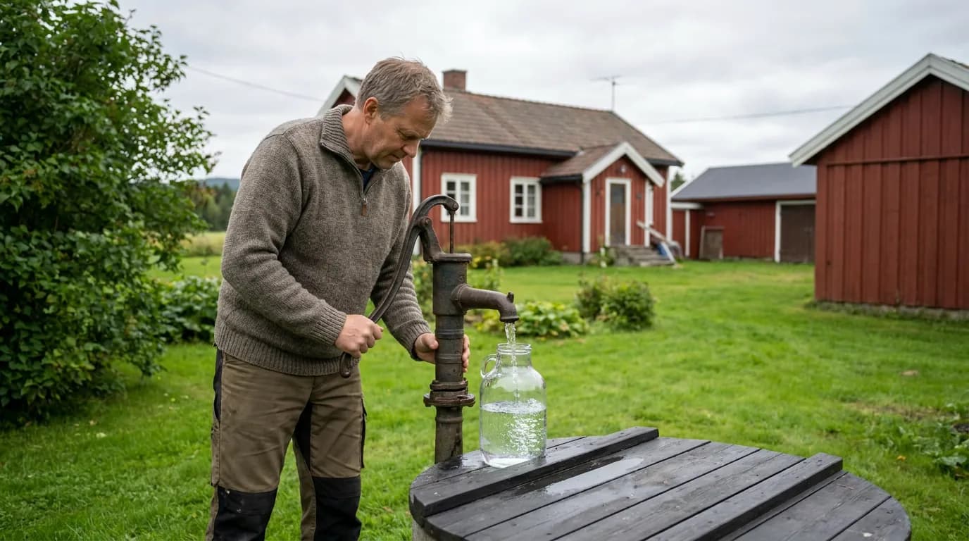 Praktisk illustrasjon av egen brønn som del av vannberedskap hjemme.