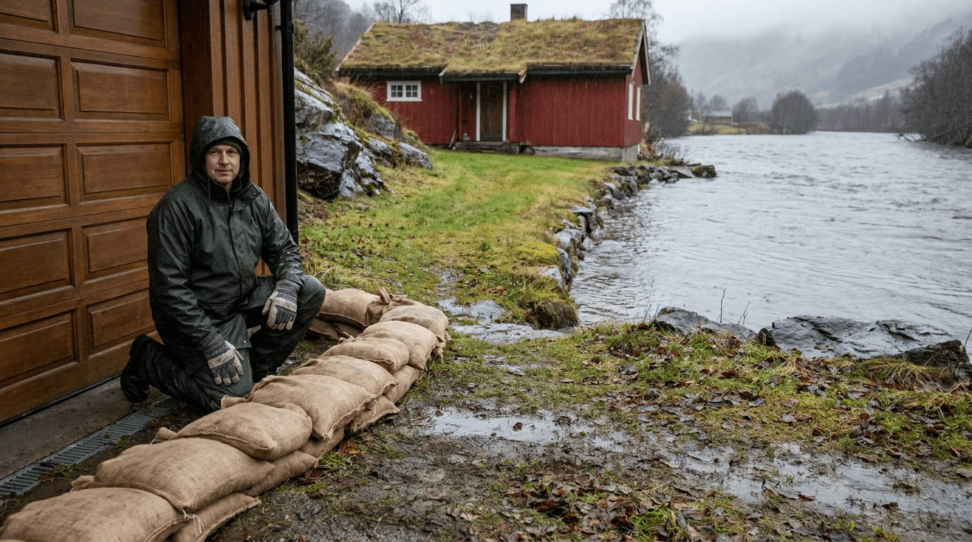 Praktisk illustrasjon av flom som del av hendelser som kan påvirke hverdagen hjemme.