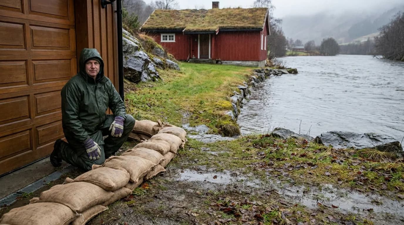 Praktisk illustrasjon av flom som del av hendelser som kan påvirke hverdagen hjemme.