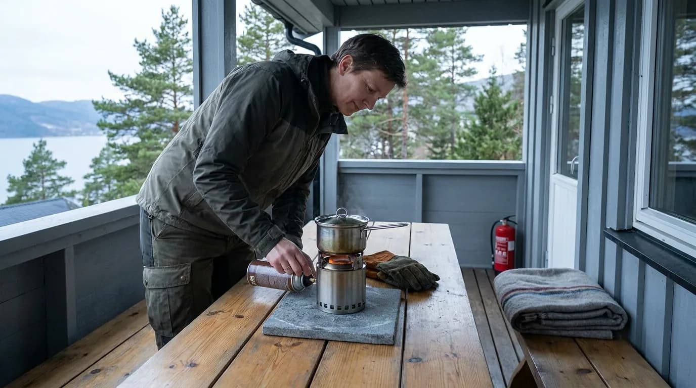 Praktisk illustrasjon av kokeapparat som del av matberedskap hjemme.