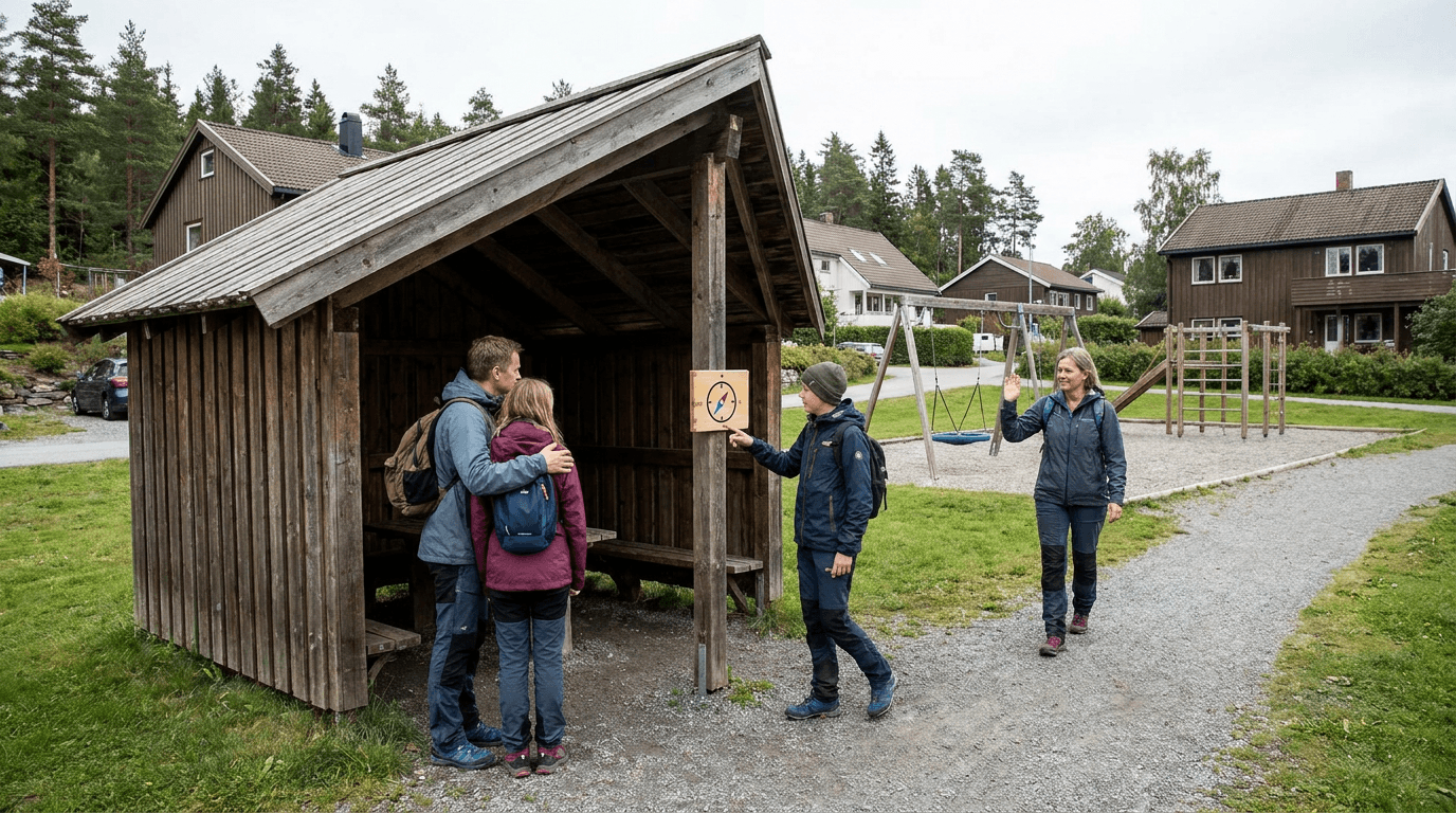 Praktisk illustrasjon av møteplass som del av varsling og kommunikasjon hjemme.