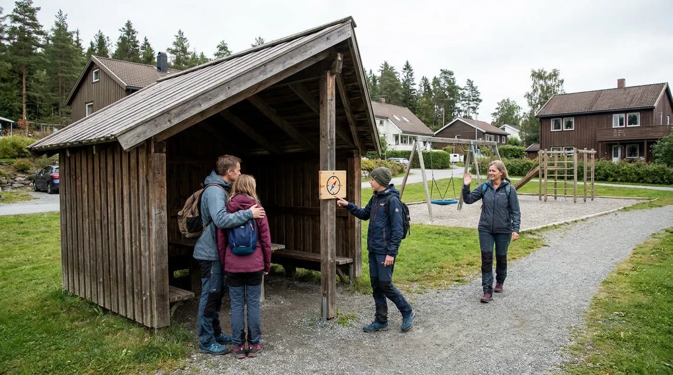 Praktisk illustrasjon av møteplass som del av varsling og kommunikasjon hjemme.