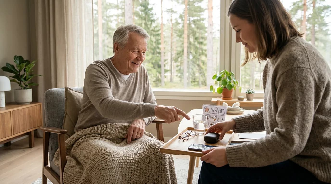 Praktisk illustrasjon av omsorgsbehov som del av helse og hygiene hjemme.