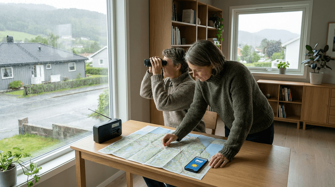 Praktisk illustrasjon av situasjonsforståelse som del av praktisk krisehåndtering hjemme.