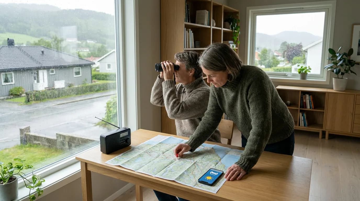 Praktisk illustrasjon av situasjonsforståelse som del av praktisk krisehåndtering hjemme.