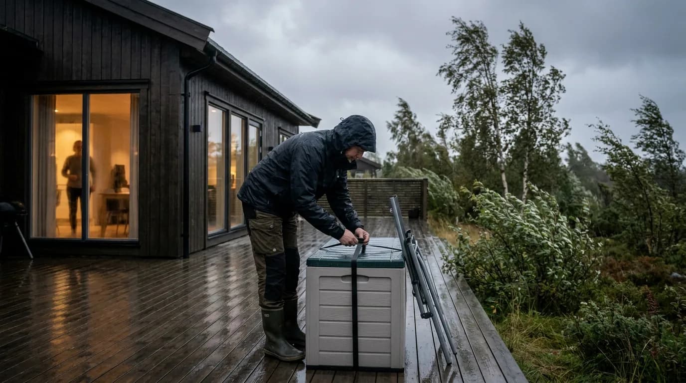Praktisk illustrasjon av storm som del av hendelser som kan påvirke hverdagen hjemme.