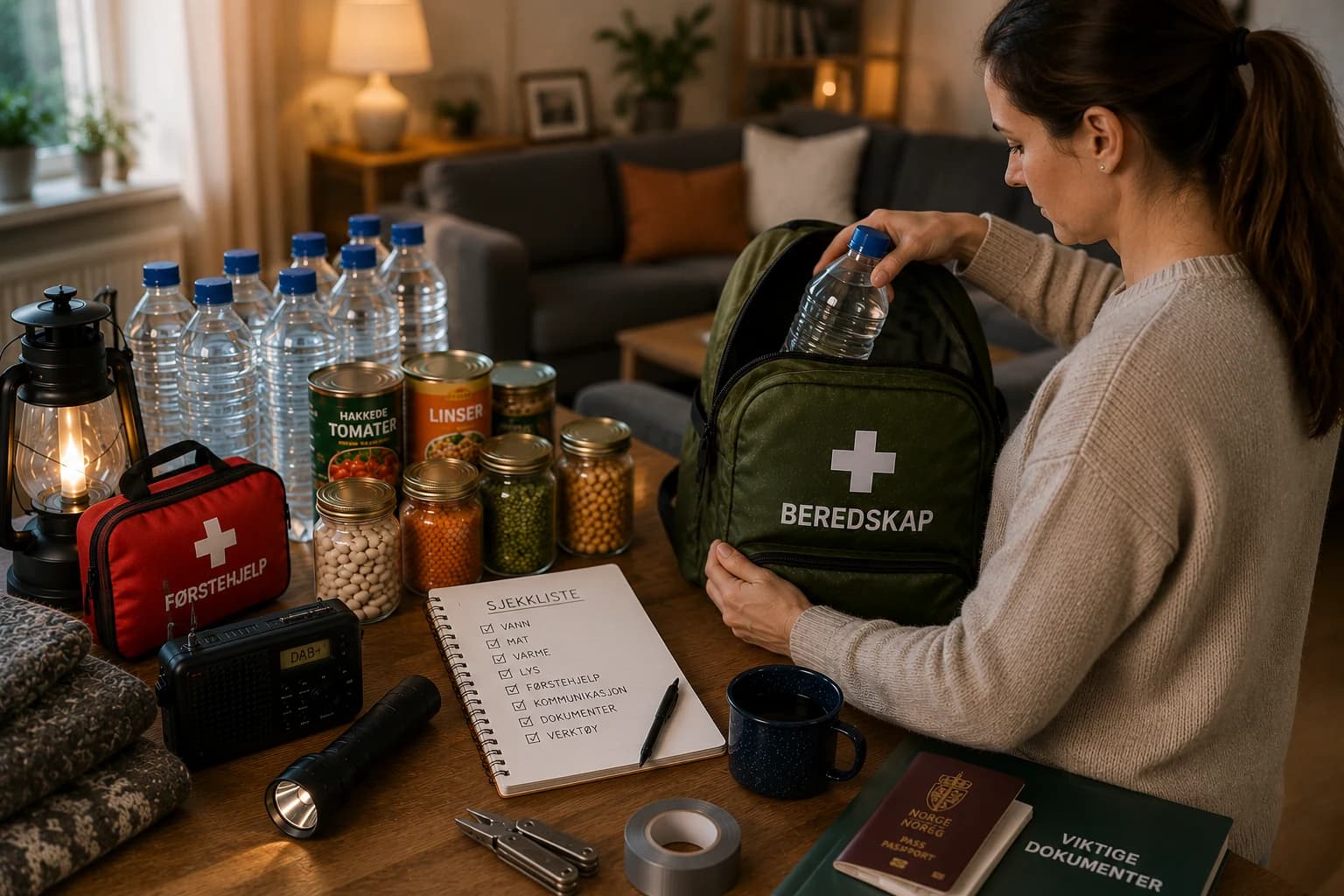 Alternativ illustrasjon for ordlistesiden om evakueringsbag på Forsvarlig.no.